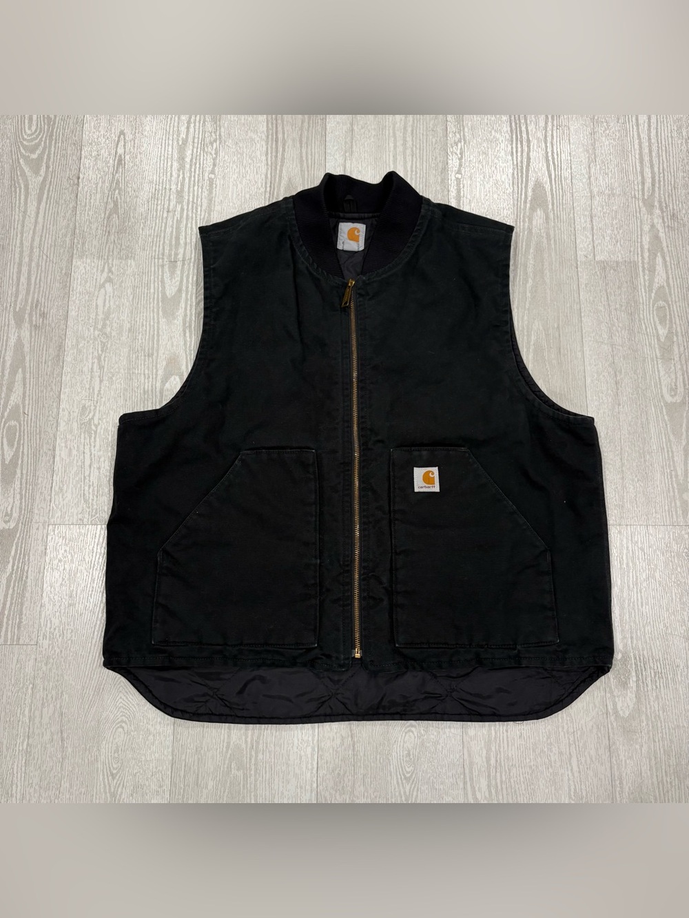 Carhartt Duck Quilted Flannel-Lined Vest (Black) size XL